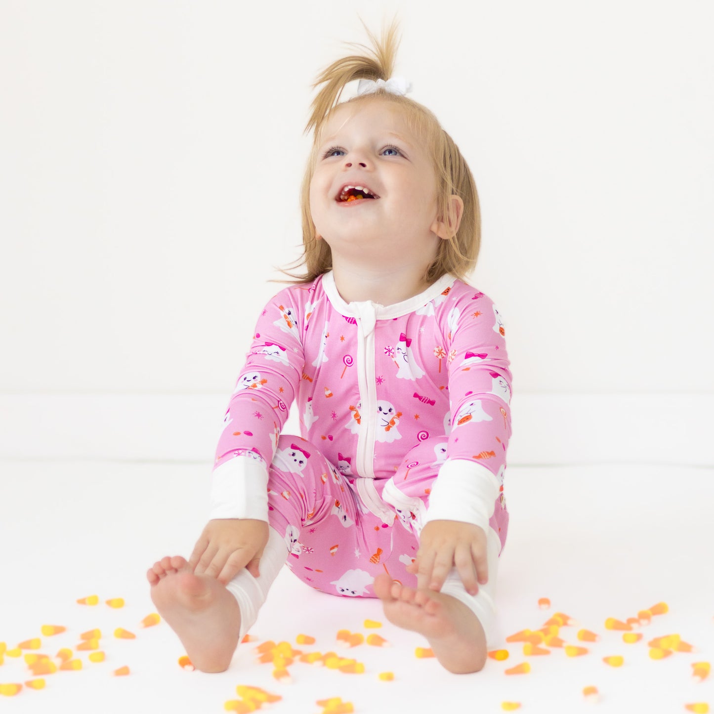 Spooky & Sweet Pink Zip Romper