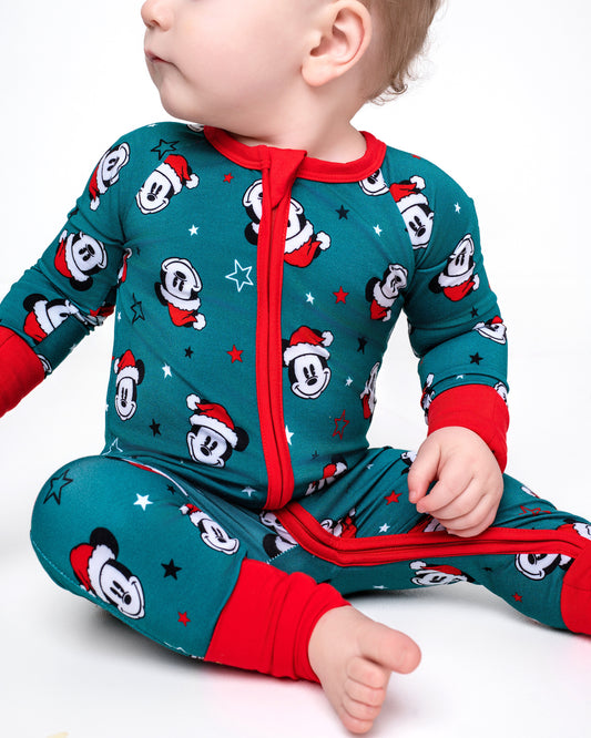 Merry Mickmas Green Zip Romper