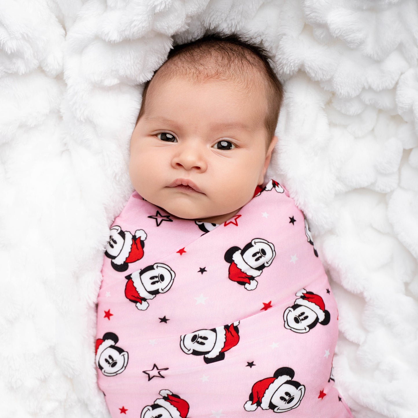 Merry Mickmas Pink Swaddle & Hat Set