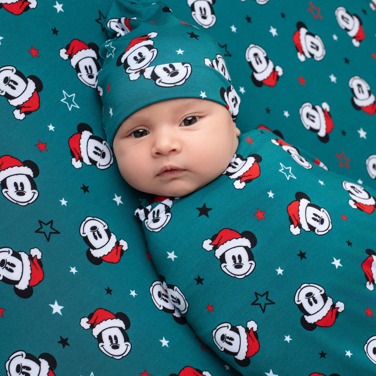 Merry Mickmas Green Fitted Crib Sheet