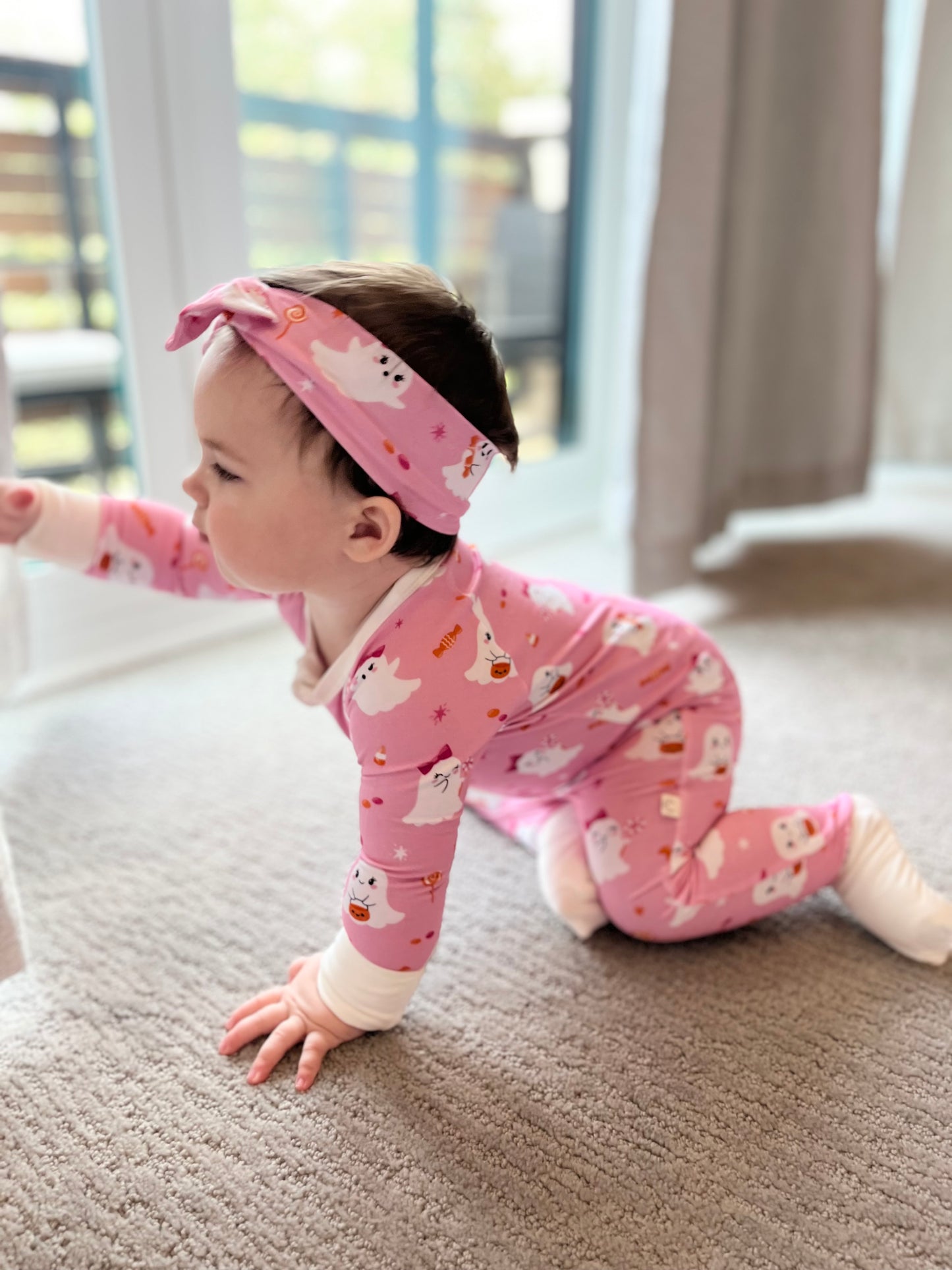 Spooky & Sweet Pink Zip Romper