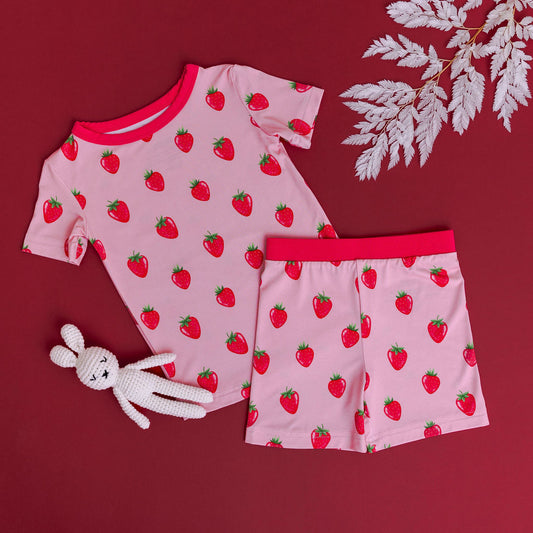 Strawberry Two-Piece Short Sleeve & Shorts Set