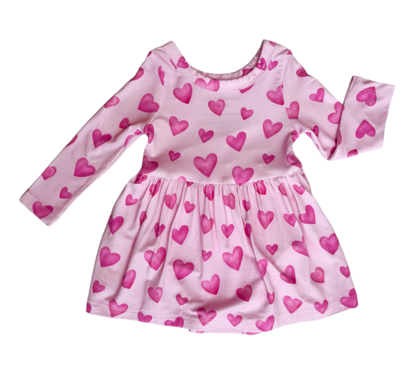 Pink Heart Twirl Dress with Bodysuit