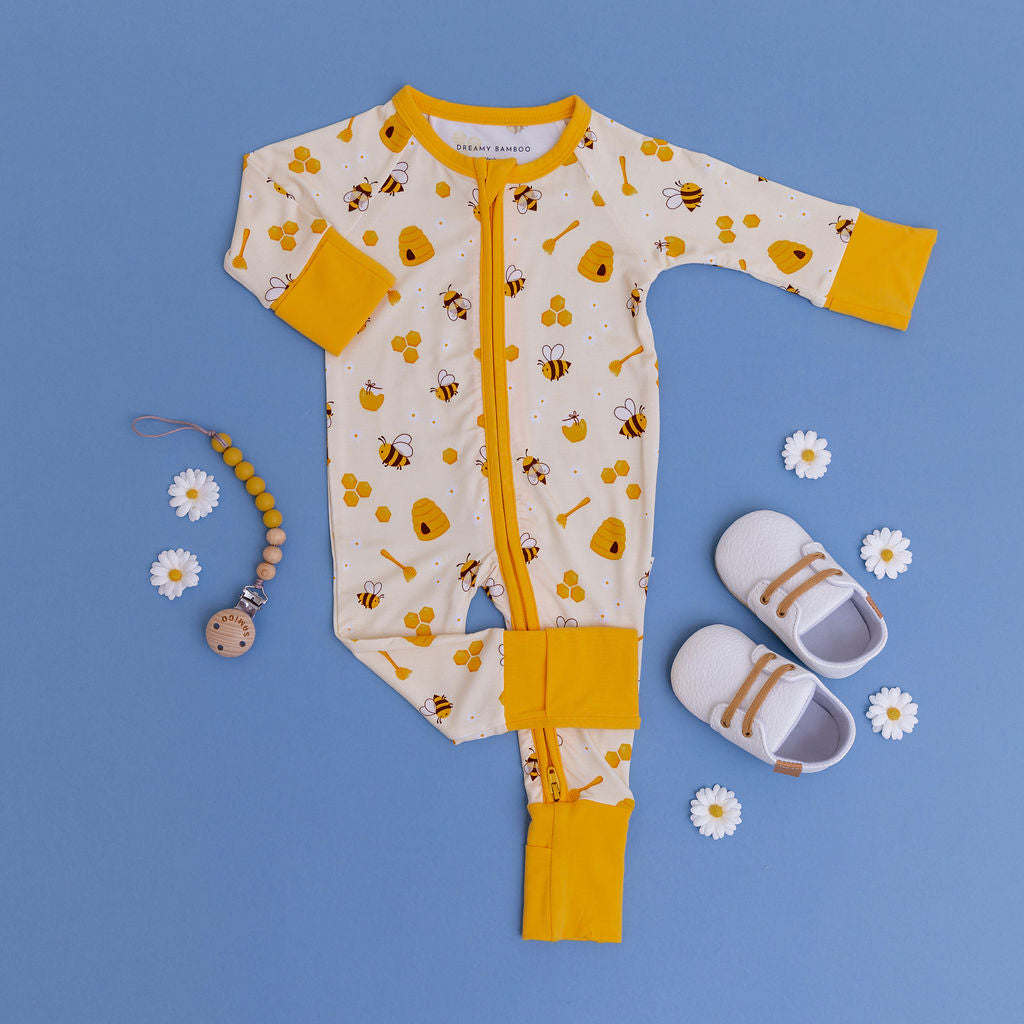 Bee Zip Romper – Dreamy Bamboo