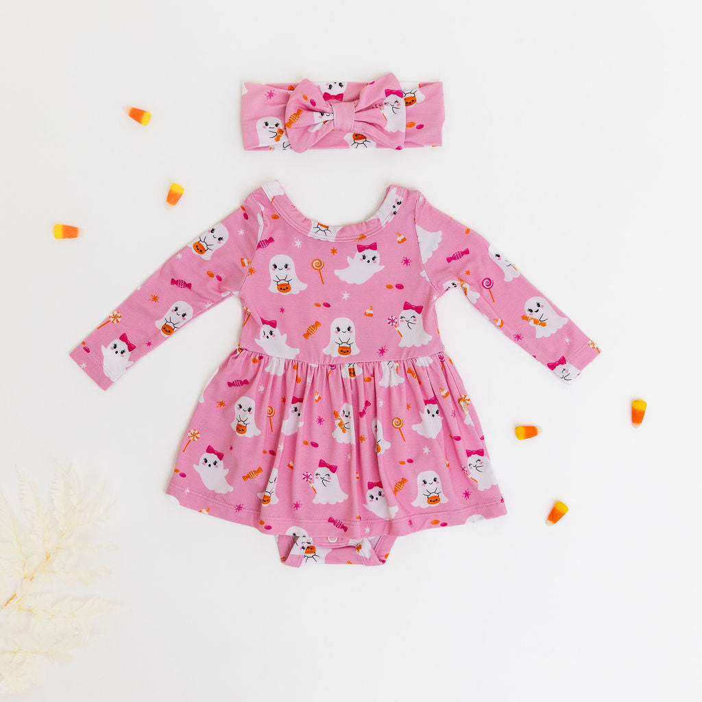 Spooky & Sweet Pink Twirl Dress with Bodysuit