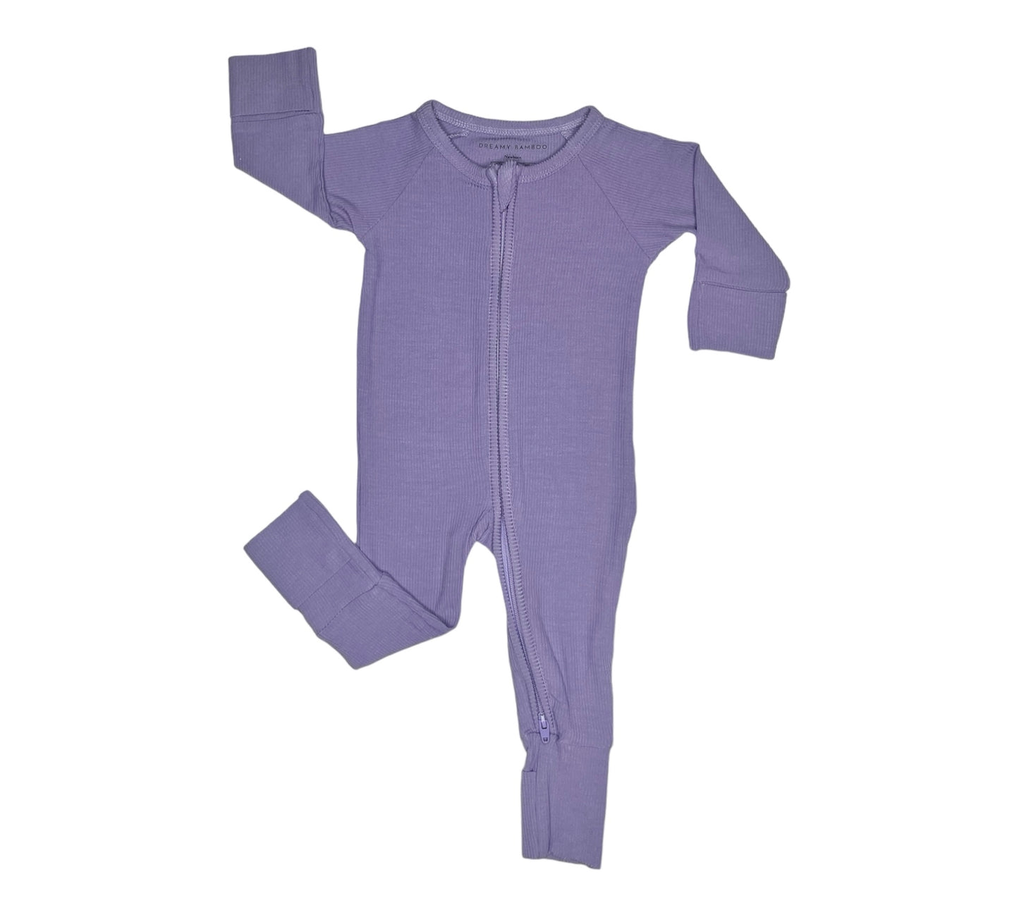 Lilac Ribbed Zip Romper