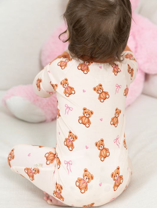 Teddy & Bows Zip Romper