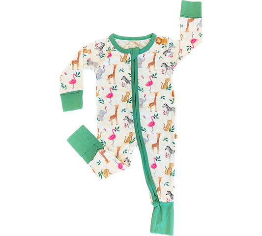 Safari Green Zip Romper